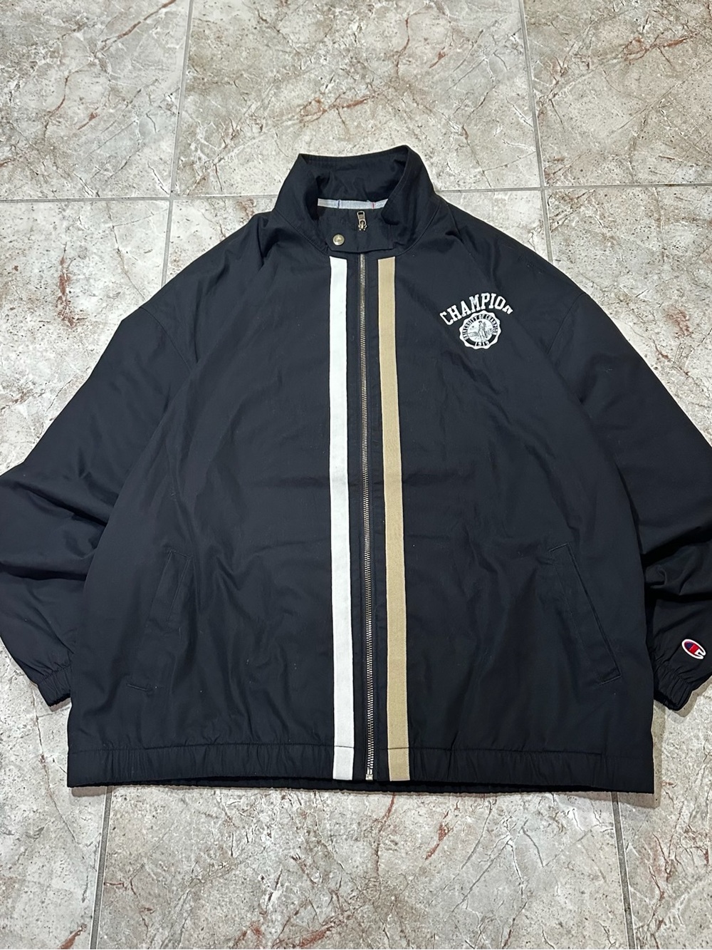 Champion University 1919 Black Racing Stripe Track Jacket L